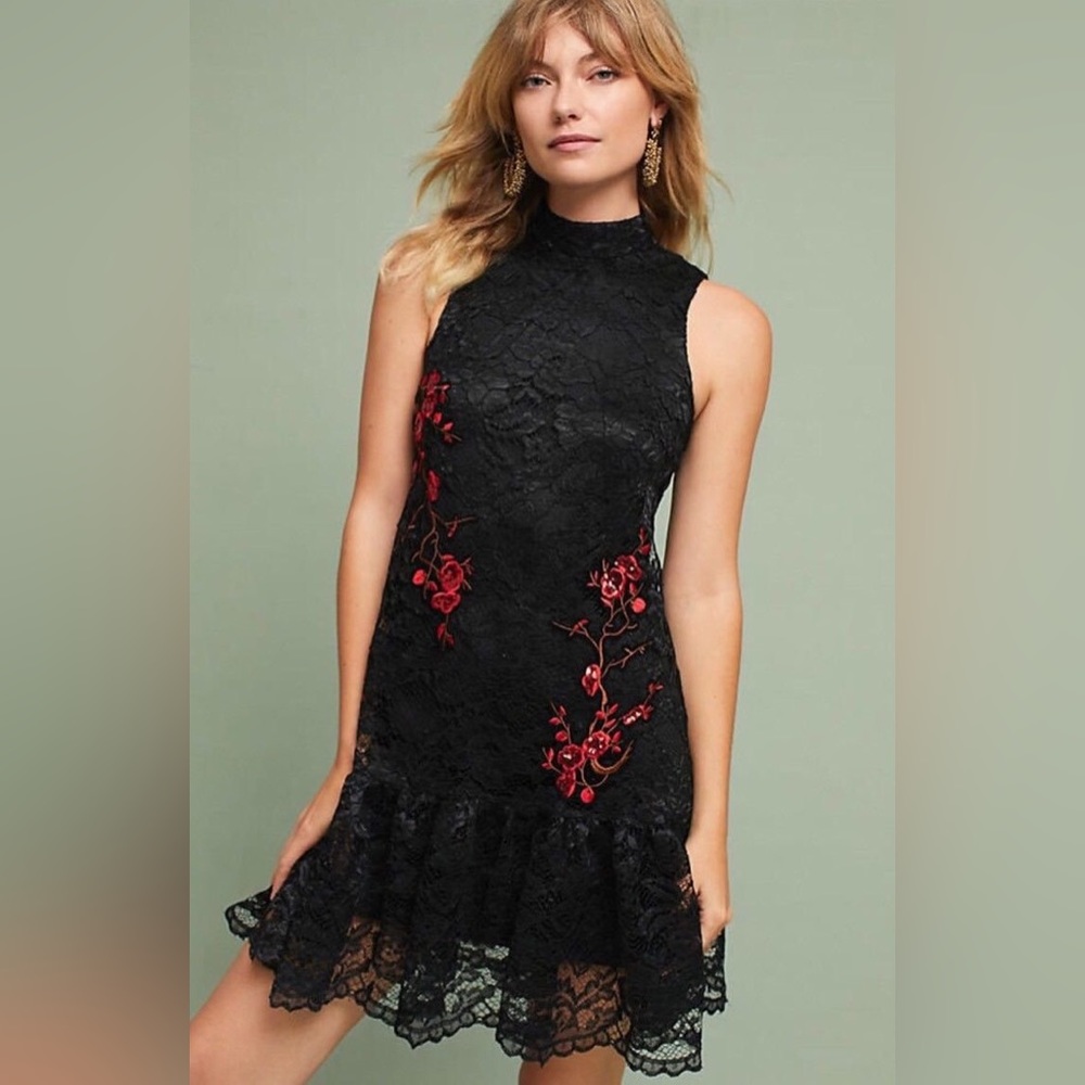Anthropologie Nicole Miller Sleeveless Lace Cocktail Dress Sz 4 Small NWT